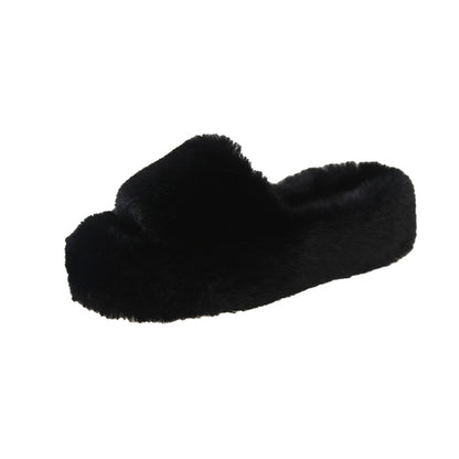 Ladies Platform Fluffy Slippers