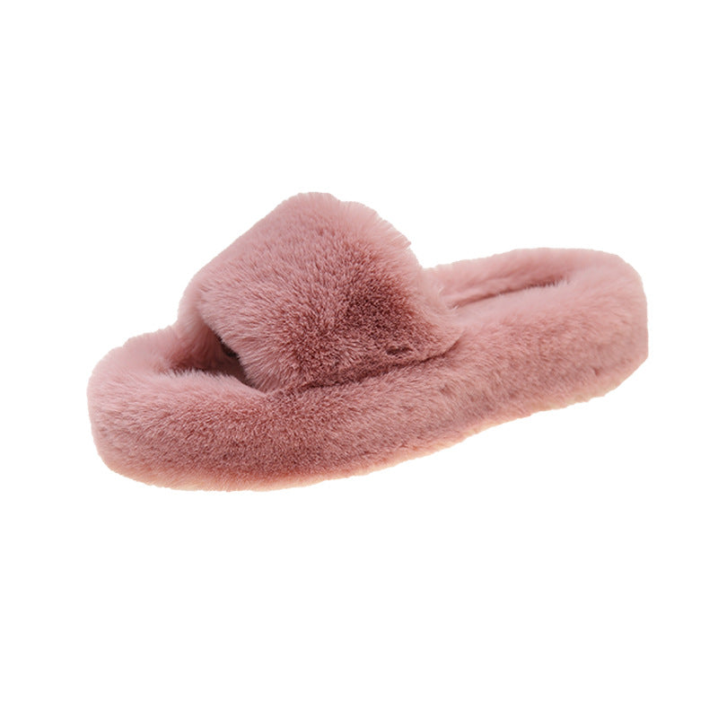 Ladies Platform Fluffy Slippers