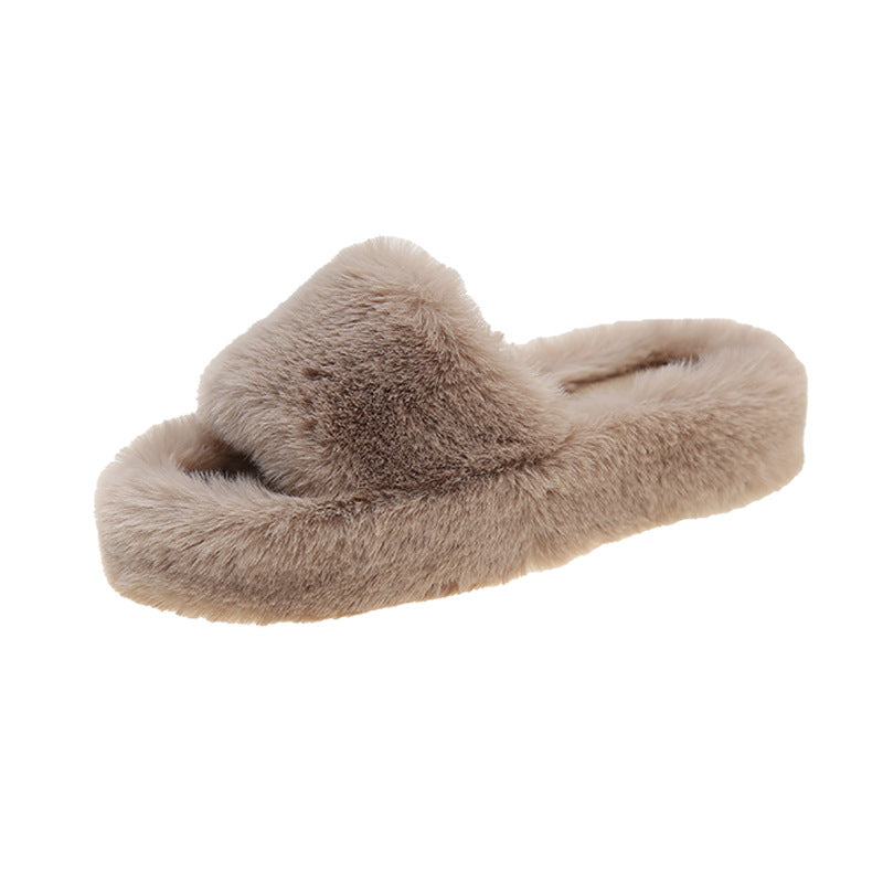 Ladies Platform Fluffy Slippers