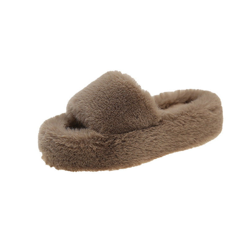 Ladies Platform Fluffy Slippers