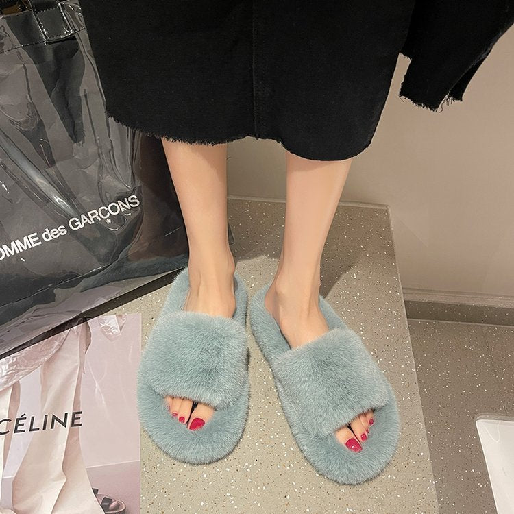 Women's Fluffy Slippers House Slider