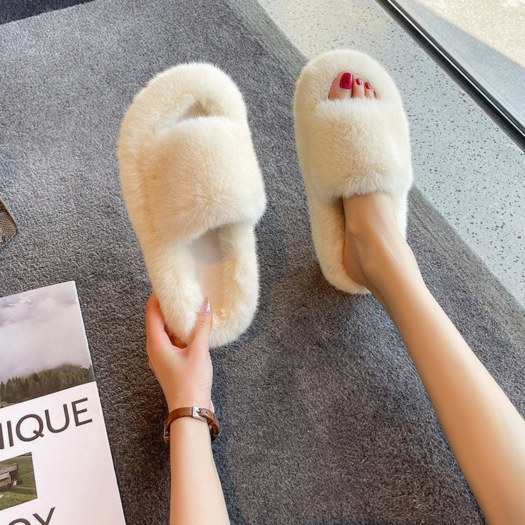 Women's Fluffy Slippers House Slider