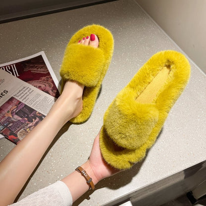 Women's Fluffy Slippers House Slider