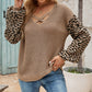 V-Neck Knit Tie-Front Leopard Print Jumper Sweater