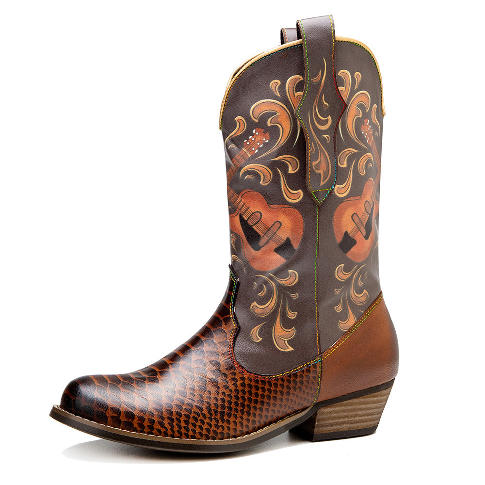 Fish Pattern Cowboy Boots