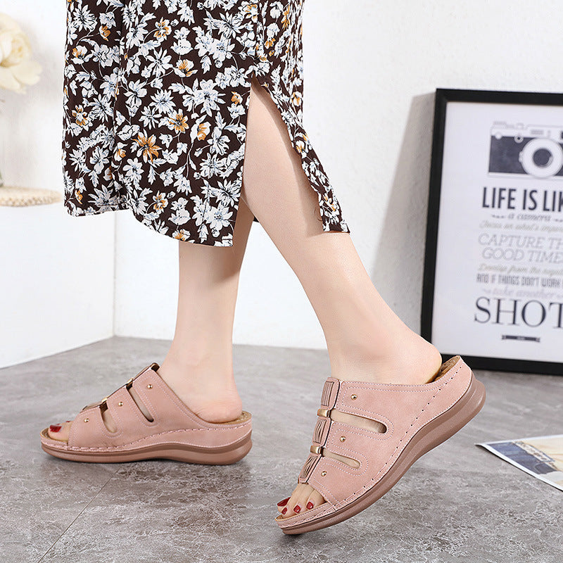 Women's wedge heel sales slippers