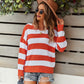 Round Neck Striped Loose Pullover Sweater