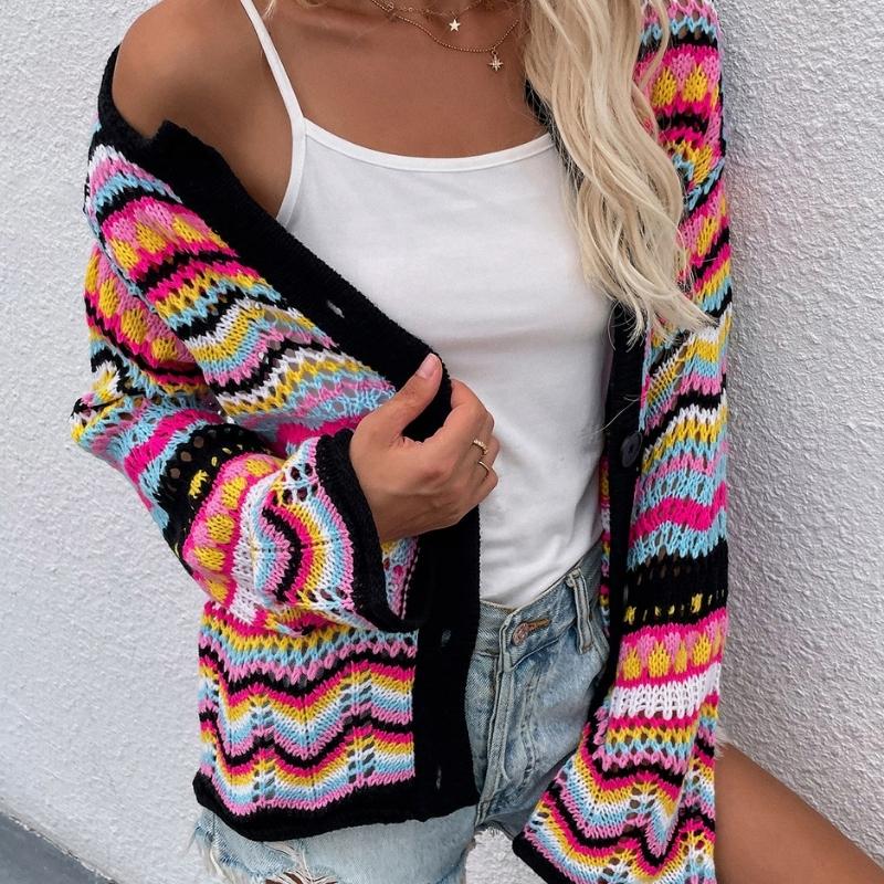 Multi coloured knitted clearance cardigan