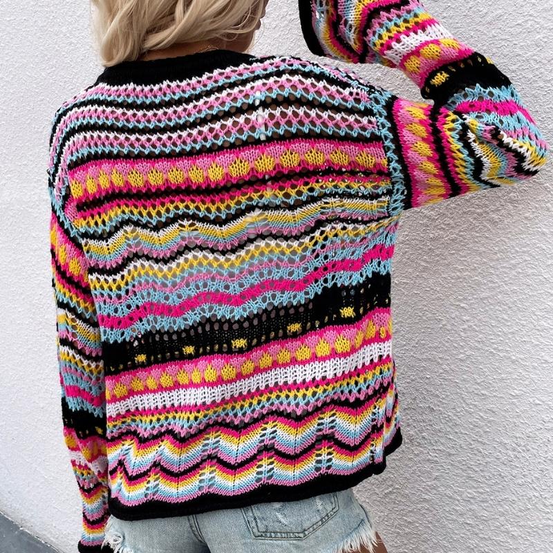 Long multi outlet colored cardigan