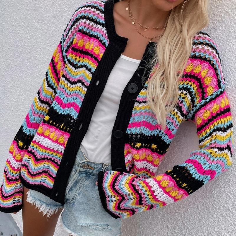 Women's Rainbow Crochet Cardigan – Zalor