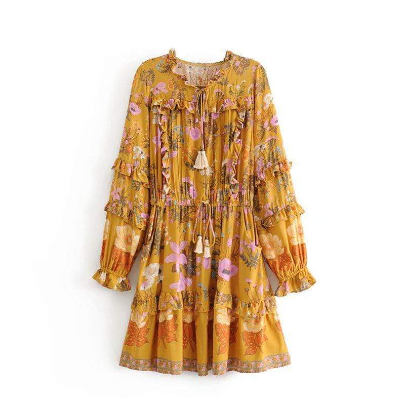 Boho Summer Long Sleeve Print Dress