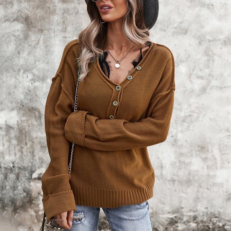 Women s Long Sleeve V Neck Jumpers Sweater Zalor