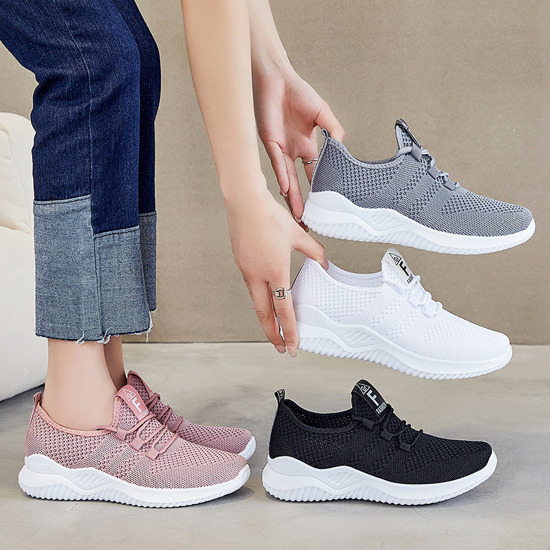 Mesh Soft Sole Round Toe Fly Knit Sneakers