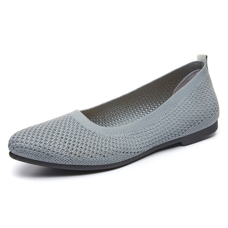 Womens grey best sale flat dress shoes