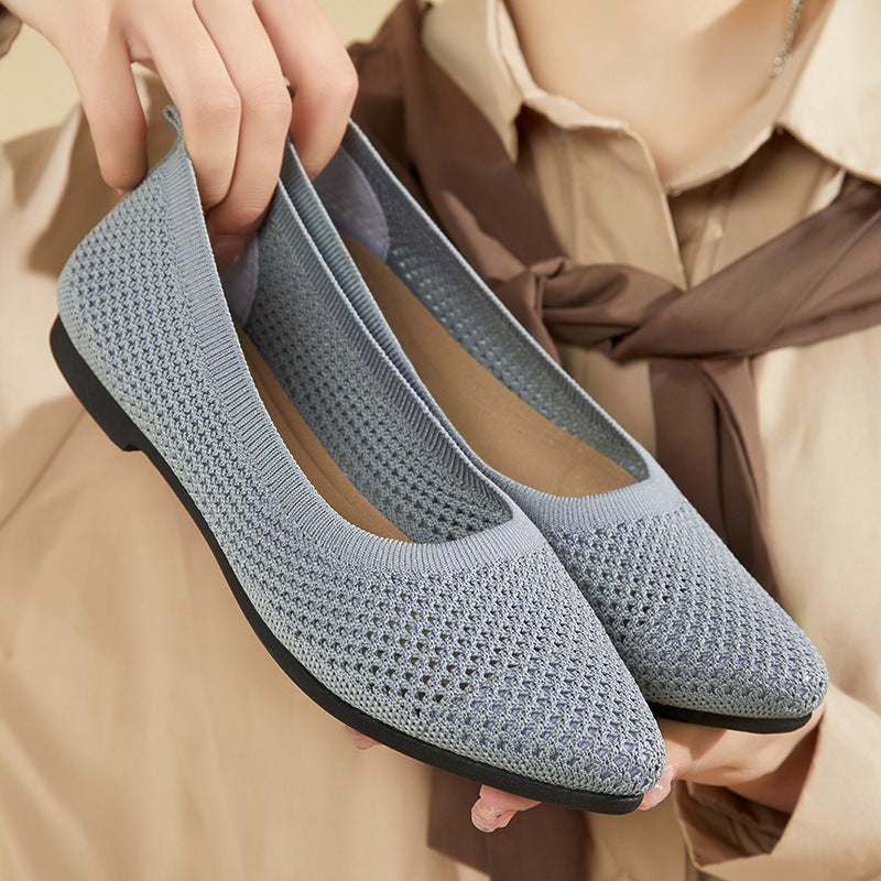 Grey pointed hot sale flat shoes