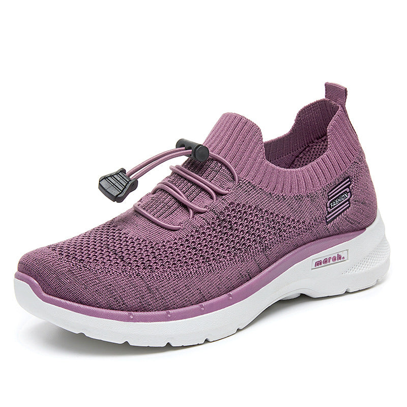 Ladies Recycled Lace Up Knit Running Shoes